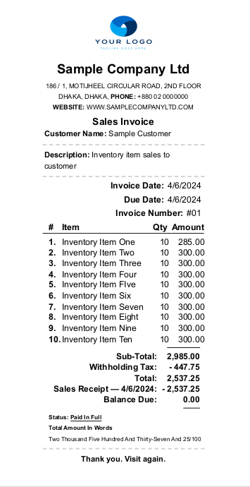 POS Invoice Theme Preview